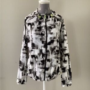 Northern Reflections Black and White Brushstroke Hooded Jacket(Xsmall)